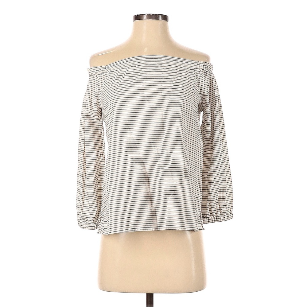 Madewell Indigo-Striped Jardin Off-the-Shoulder Peasant Top - Picture 9 of 16